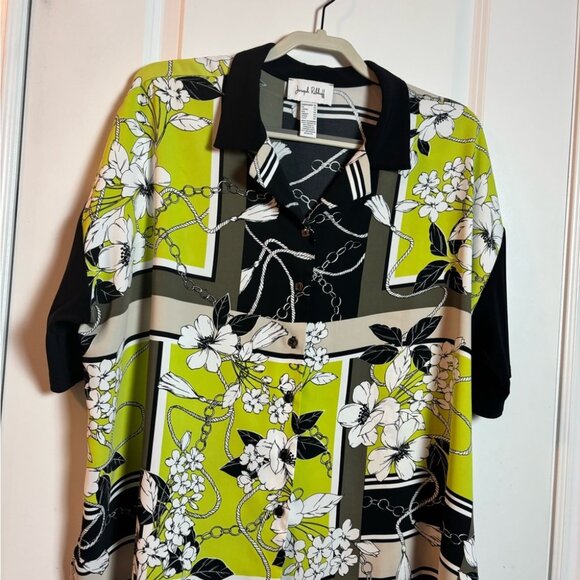 Joseph Ribkoff Green Mixed Media Blouse - Picture 5 of 12